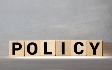 Tahta blok üzerine yazılmış politika kelimesi, konsept