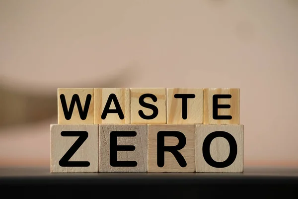 Zero Waste Letter Word Cubes Blue Background Environment Abstract Concept — Stock Photo, Image