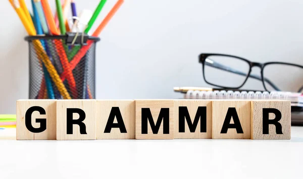 Grammar Parola Fatta Con Blocchi Costruzione Concetto — Foto Stock