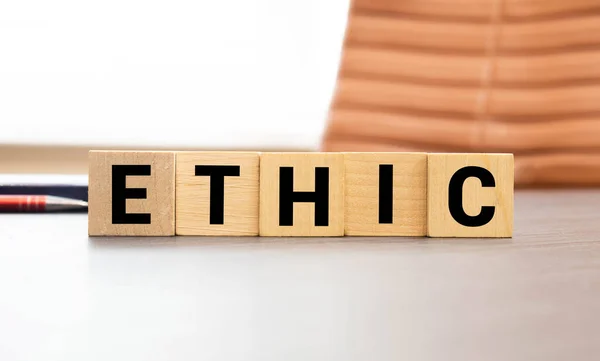 Ethics Word Wooden Cubes Business Concept — Stock Photo, Image