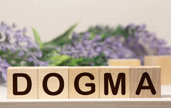 Dogma Word Written Wooden Cube Obchodní Koncept — Stock fotografie