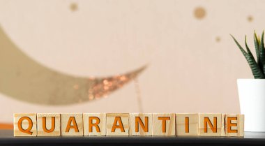 Karantina Utandırma, geçmişi olan kelime küpü. İş konsepti