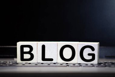 Beyaz arkaplan üzerinde blog sözcüğü olan tahta bloklar