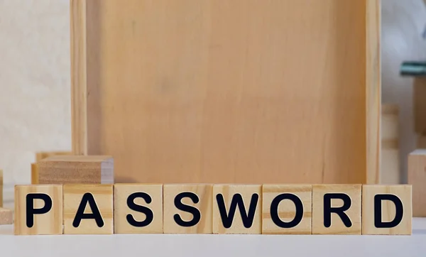 Password Palavra Feita Com Blocos Construção Conceito Negócio — Fotografia de Stock