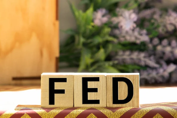 Word Fed Made Wood Building Blocks Stock Image — Stock Photo, Image