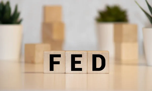 Word Fed Made Wood Building Blocks Stock Image — Stock Photo, Image