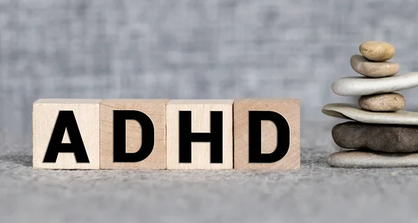 Adhd Förkortning Träklossar Adhd Uppmärksamhetunderskott Hyperactivity Oordning Närbild Vignette — Stockfoto