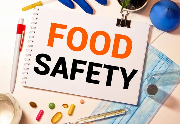 Kézírás Élelmiszer Biztonság Jelölővel Koncepció Háttér — Stock Fotó