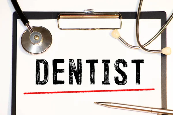 Segno Dentista Legno Concetto Parola Medica — Foto Stock