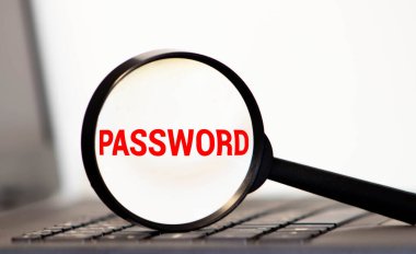 Büyüteçteki PASSWORD metni. İş konsepti