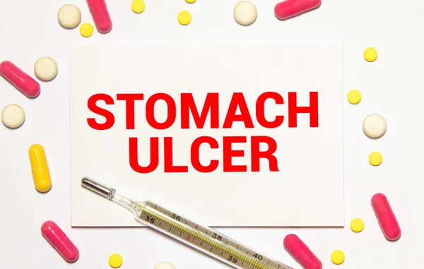 Stomach ulcer on the diagnosis list, medical concept.