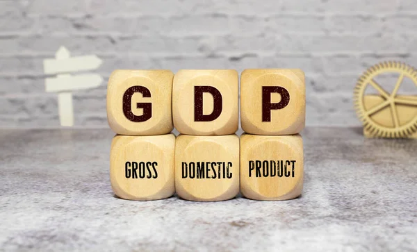 Gdp Gross Domestic Product Concept Cube Wooden Block Alphabet Combine — Stock Photo, Image