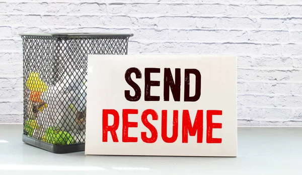 Text Sign Showing Send Resume Conceptual Photo Brief Account Persons — Stock Photo, Image