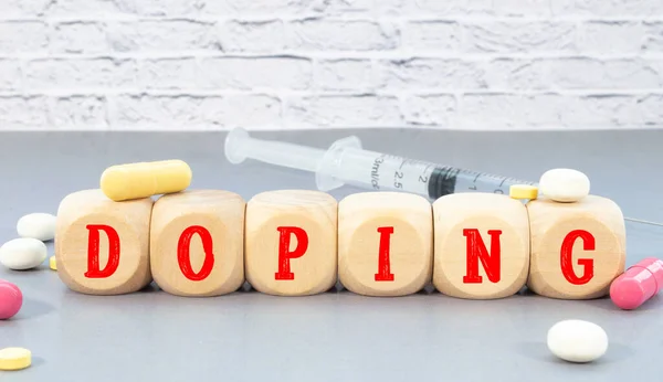 Doping Palabra Sobre Concepto Bloque — Foto de Stock