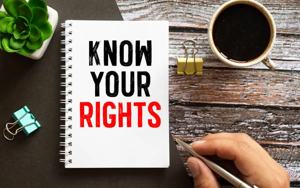 Conheça Seus Direitos Texto Escrito Página Caderno Lápis Vermelho Direita — Fotografia de Stock