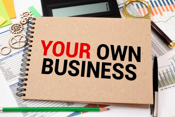 Your Own Business note paper pinned on cork board. — Stock Photo, Image