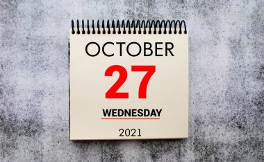 Yazılı bir takvim - 27 Ekim Tarih Kaydet.