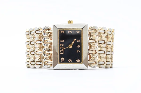 Złoty zegarek na białym tle — Zdjęcie stockowe