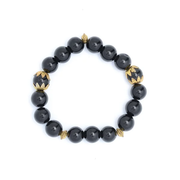 Pulsera con cuentas negras aisladas —  Fotos de Stock