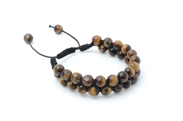 Bracelet with wooden beads isolated — Stock Photo, Image