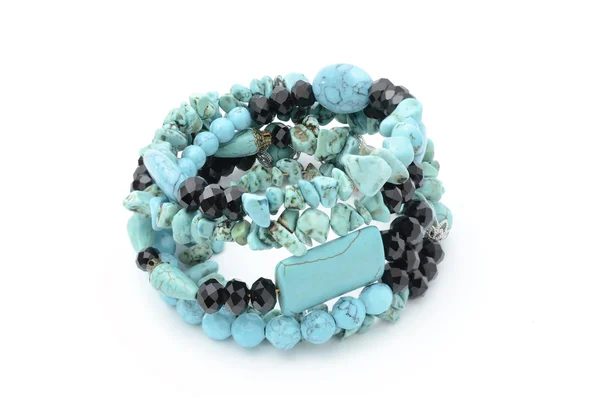 Turquoise bracelet isolated on white — Stock Photo, Image
