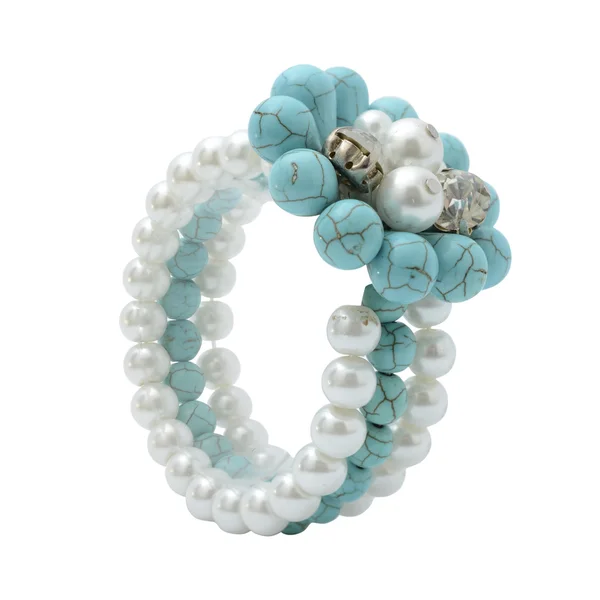 Bracciale di perle e turchese isolato — Foto Stock