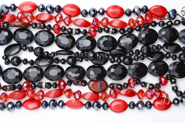 Textura negro y rojo perlas — Foto de Stock