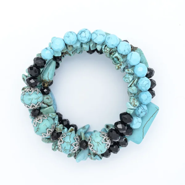 Turquoise bracelet isolated  on white — Stock Photo, Image