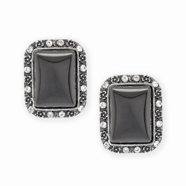 beyaz izole siyah taşlarla gümüş küpe