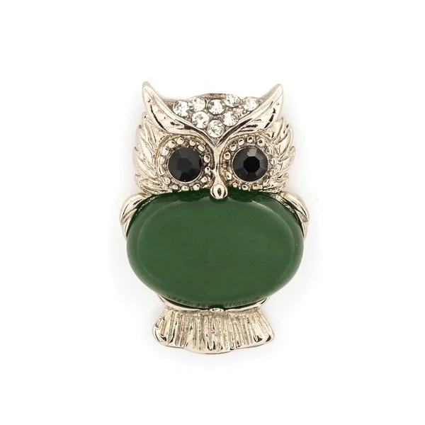 Broche hibou isolé sur blanc — Photo