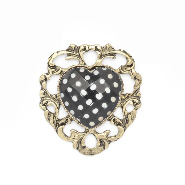 Brooch heart isolated on white — Stock Photo, Image