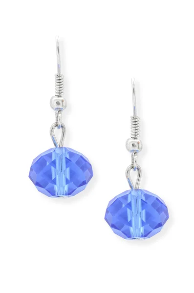 Earrings with blue stones  isolated on white — Stock Photo, Image