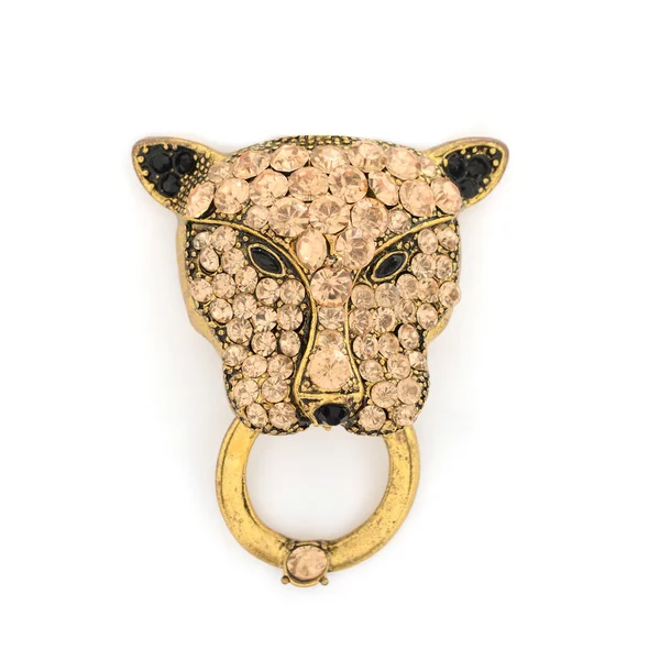 Leopard brooch isolated on white — Stock Photo, Image