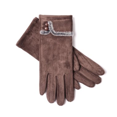 beyaz izole kadın kahverengi eldiven