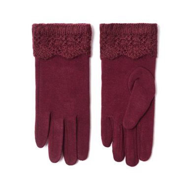 beyaz izole kadın kahverengi eldiven