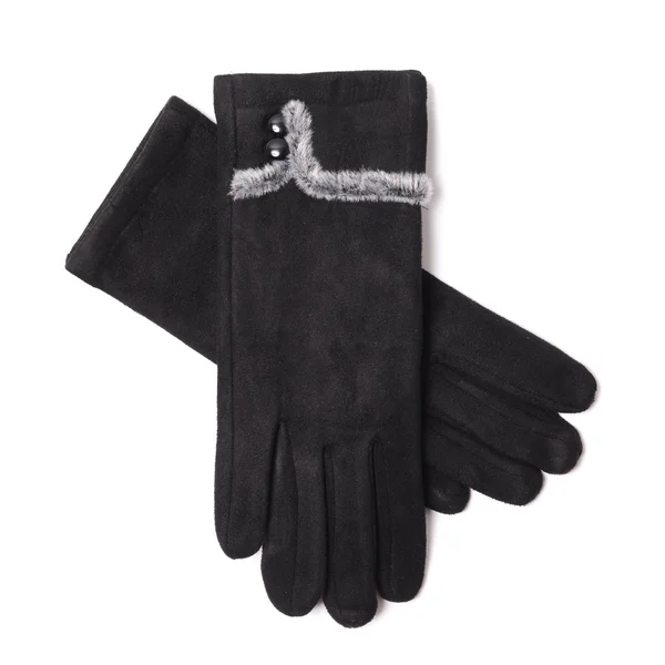 Frauen schwarze Handschuhe isoliert auf weiß — Stockfoto
