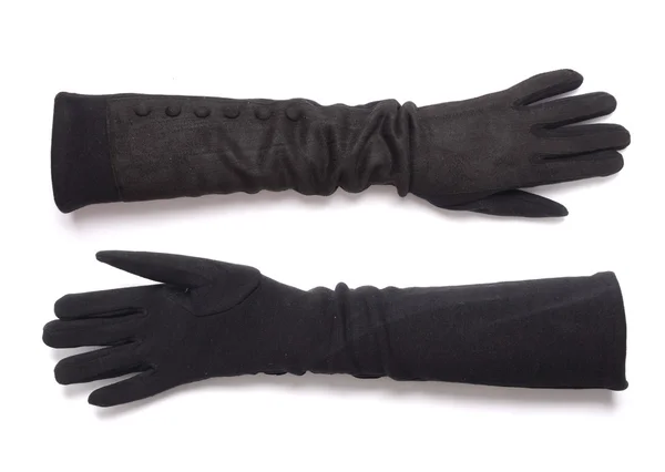 Guantes largos negros aislados en blanco — Foto de Stock