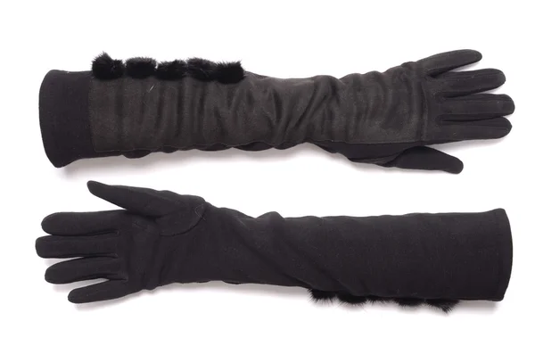Svarta långa handskar isolerad på vit — Stockfoto