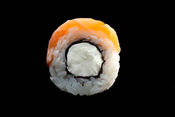 One Sushi Roll Close Black Background — Stock Photo, Image