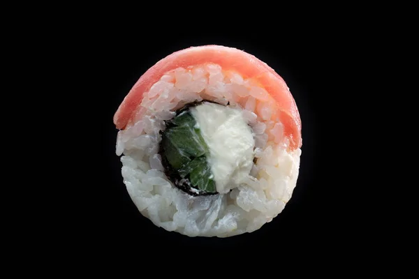 Sushi Roll Närbild Svart Bakgrund — Stockfoto