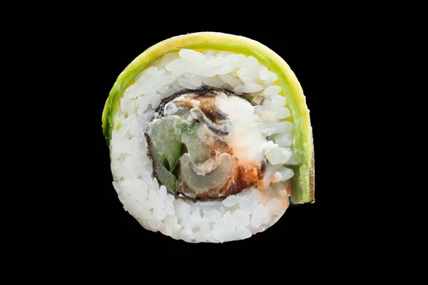 One Sushi Roll Close Black Background — Stock Photo, Image