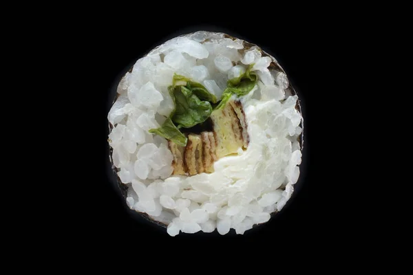 Single Maki Roll Isolated Black Background — Stock Photo, Image