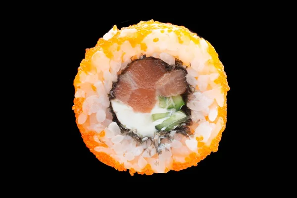 One Sushi Roll Close Black Background — Stock Photo, Image