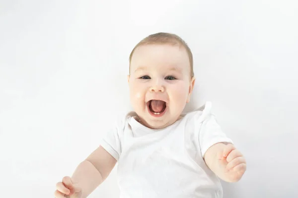 Portrait Smiling Baby Looking Camera — Stock Photo, Image