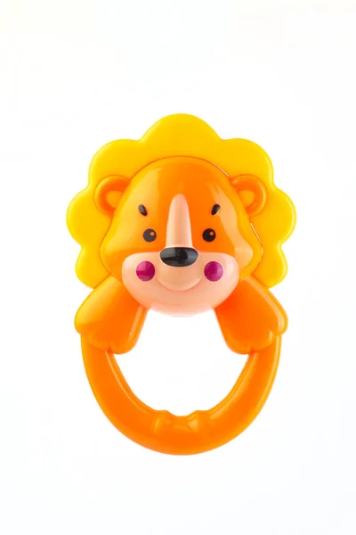 Baby Rattle Lion Isolated White Stockfoto