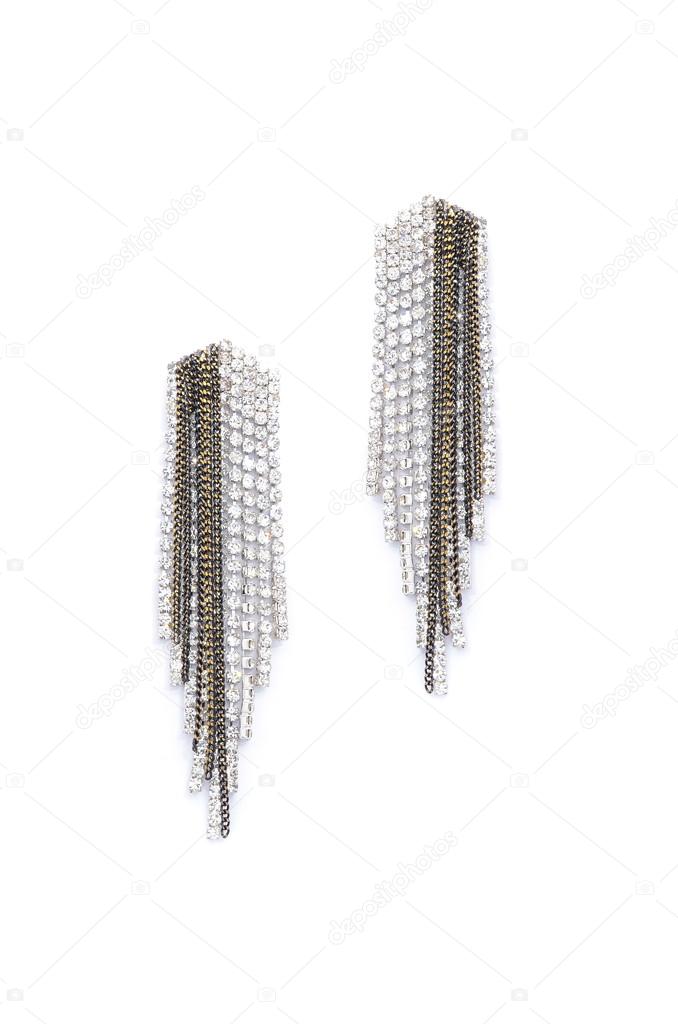 earrings with diamonds on a white background