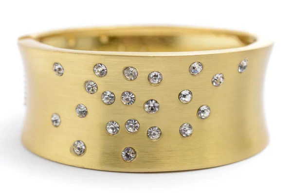 Gold bracelet with diamonds on a white background — Stock Photo, Image