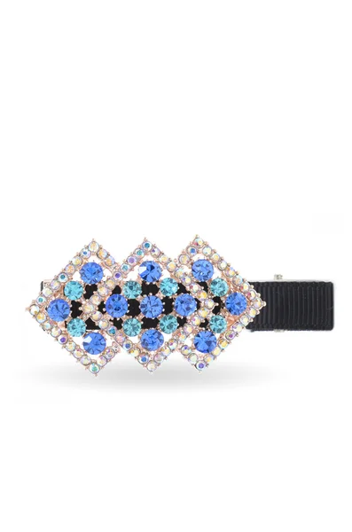 Barrette with blue stones on white background — Stock Photo, Image