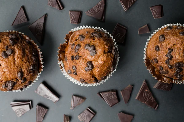 Muffin au chocolat et chocolat — Photo