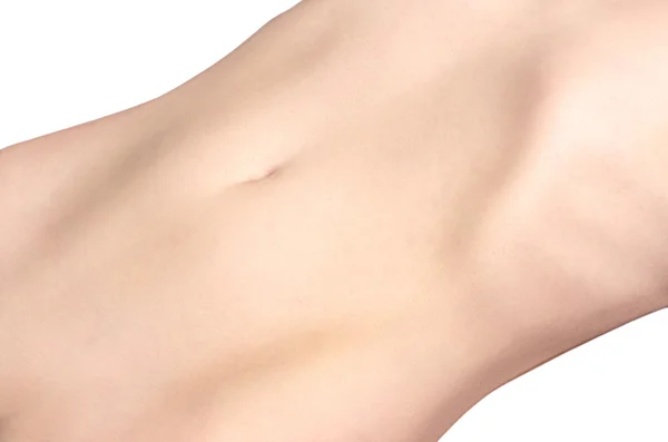 Mulher barriga isolada no fundo branco — Fotografia de Stock